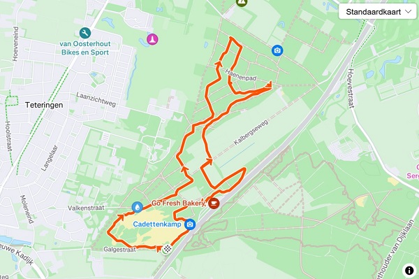 Kaart Kinderroute Teteringen